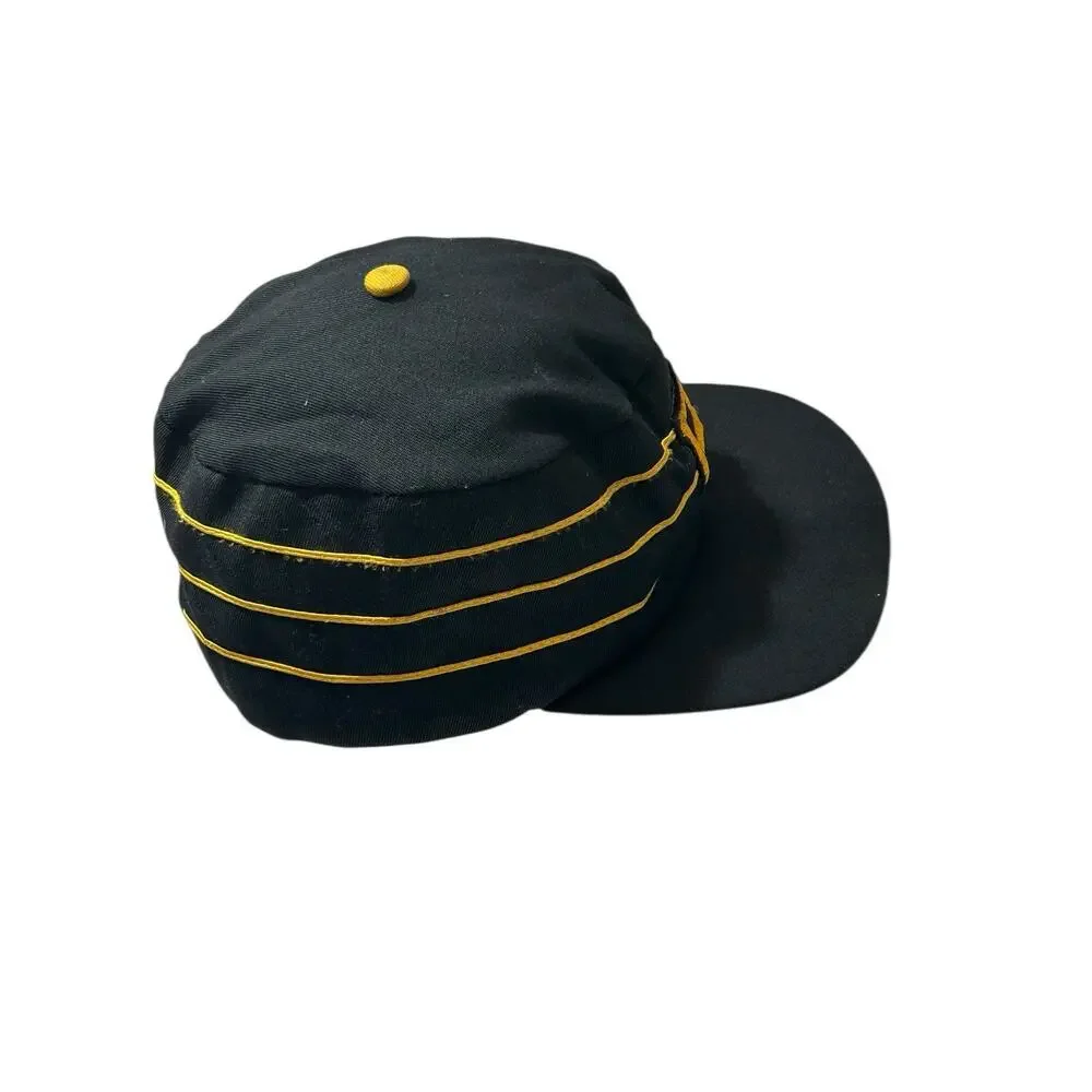Vintage 70s Pillbox Pittsburgh Pirates Hat Cap Fitted Striped Black Broken Bill